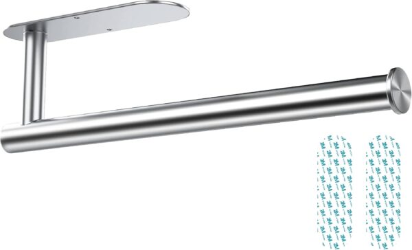 Zuvo Kitchen Roll Holder Under Cabinet – 30 cm Stainless Steel, Self-Adhesive or Screw Mount, Rustproof and Durable Solution for Paper Rolls, Silver - Image 2