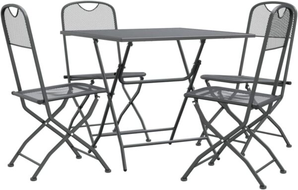 Tidyard 5 Piece Patio Dining Set Outdoor Bistro Set Garden Dinner Set Bistro Table and 4 Dining Chairs Set Indoor Outdoor Dining Furniture Set Expanded Metal Mesh Anthracite - Image 4