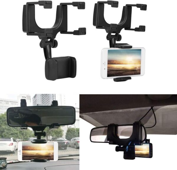 huaer Car Rear View Mirror Mount Phone Holder,Universal Car Rear View Mirror Mount Phone Holder Stand for iPhone HTC Smartphone - Image 3