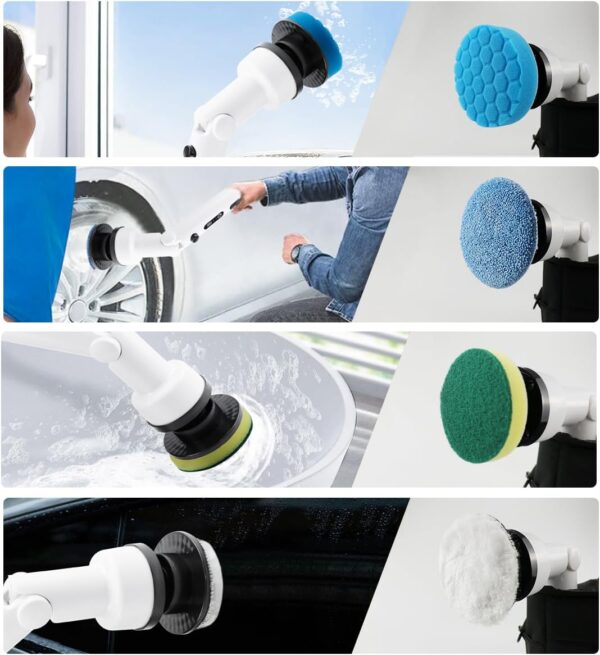 RHHGHY Electric Spin Scrubber Cleaning Brush Kit, with 180° Bathroom Shower Cleaning Brush, with Long Handle/9 Replaceable Brush Heads, Display, Power Scrubber Cordless, for Floor, Bathroom, Kitchen - Image 7