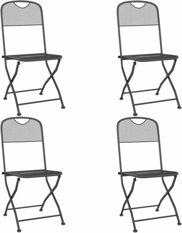 Tidyard 5 Piece Patio Dining Set Outdoor Bistro Set Garden Dinner Set Bistro Table and 4 Dining Chairs Set Indoor Outdoor Dining Furniture Set Expanded Metal Mesh Anthracite - Image 9