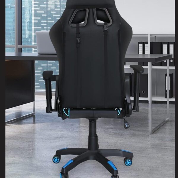 HOTRA Gaming Chair with Footrest, Racing Armchair PU Leather E-Sports Gamer Chairs Ergonomic Office Recliner with Lumbar Pillow and Adjustable Headrest for Adults Teens (Color : Blue) - Image 8