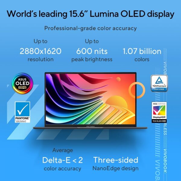 ASUS Vivobook 15 OLED X1505ZA 15.6" Full HD OLED Laptop (Intel i5-12500H, 16GB RAM, 1TB PCIe SSD, 400nits OLED Screen with 600nits Peak Brightness, Windows 11 Home) - Image 6