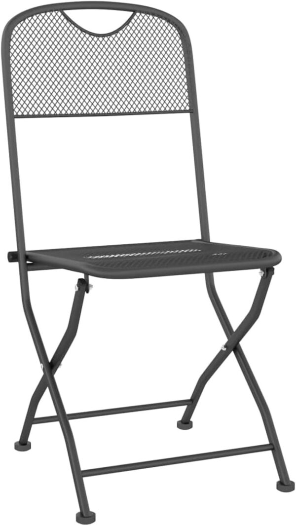 Tidyard 5 Piece Patio Dining Set Outdoor Bistro Set Garden Dinner Set Bistro Table and 4 Dining Chairs Set Indoor Outdoor Dining Furniture Set Expanded Metal Mesh Anthracite - Image 10