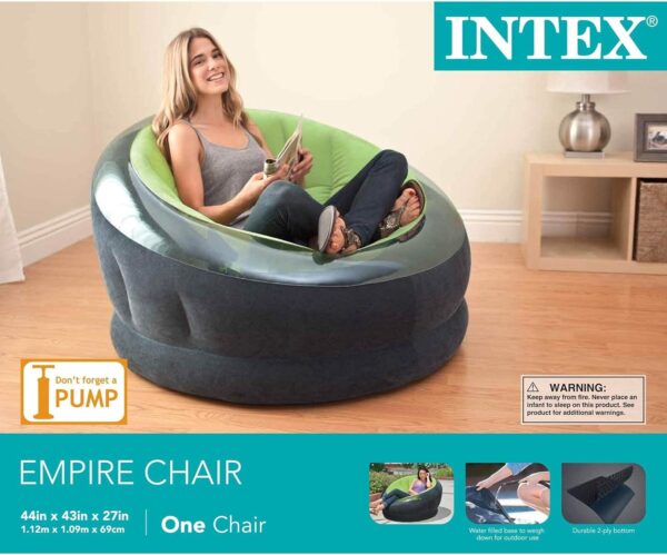 Intex Inflatable Empire Chair, 44" X 43" X 27", Vinyl, Green - Image 8