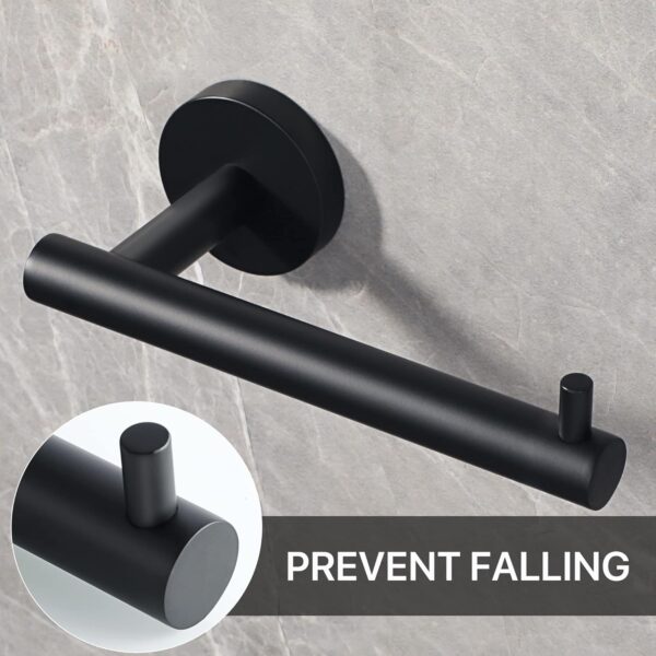 Sayayo Black Toilet Roll Holder Wall Mounted Toilet Paper Holder SUS304 Stainless Steel for Bathroom Kitchen, Loo Tissue Roll Holder Round Base Style, EGYT6130-B - Image 4