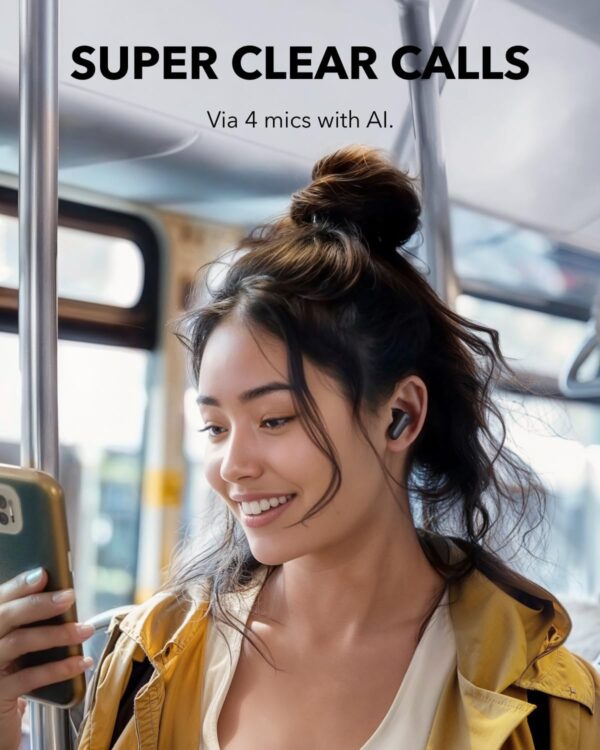soundcore P30i by Anker Noise Cancelling Earbuds, Strong and Smart Noise Cancelling, Powerful Bass, 45H Playtime, 2-in-1 Case and Phone Stand, IP54, Wireless Earbuds, Bluetooth 5.4, App Control - Image 3