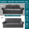Granbest Premium Fashion Jacquard Sofa Covers 3 Seater, Anti-wrinkle Super Stretch Couch Cover, Non Slip Sofa Slipcover for Living Room (3 Seater, Grey) - Image 6