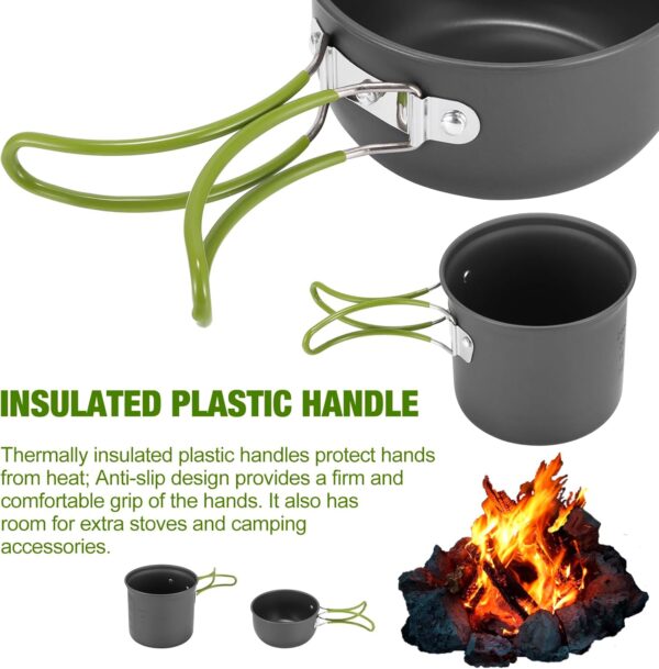 Ulsam Camping Pot and Pan Set, Portable Camping Cookware with Foldable Cutlery, 1-2 People Multifunctional Outdoor Cooking Equipment for Camping, Hiking, Picnicking, 4472649 - Image 5