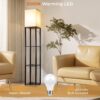 DEANIC Floor Lamp with Shelves, Modern Standard LED Lamps Living Room Bedroom Office, Wooden Tall Standing Lamp Reading Lamp Stand (Black, Standard) [Energy Class F] - Image 4