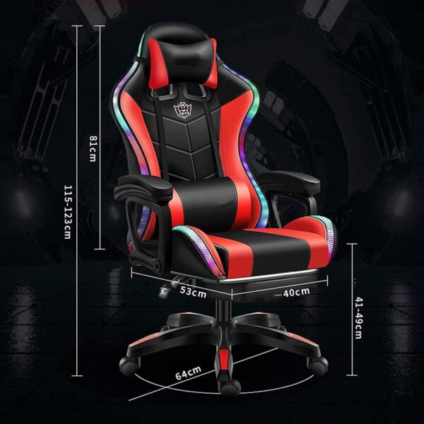 Gaming Chair with LED Light/Pro Gaming Chair with Bluetooth Speakers, Full Massager Lumbar Support and Bluetooth Speaker Video Gaming Chairs LED Lights Load-Bearing 150KG,White - Image 8