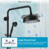 gotonovo Bathroom Exposed Shower Fixture Set 2 Functions 8 Inch Rainfall Shower Head Wall Mount 2 Double Knobs Cross Handle Mixer Shower System Combo Unit Brass Handheld Spray Matte Black - Image 7