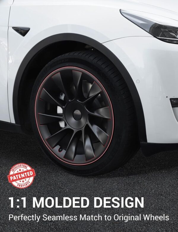 BASENOR Tesla Model Y 20 Inch Wheel Rim Protector ABS Rim Protector Rim Hubcap Cover Car Protection for Model Y Exterior Accessories(Matte Black) - Image 5
