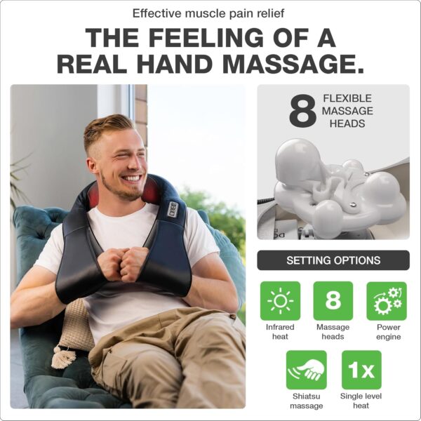 Donnerberg Neck Massager Basic | German Quality | Deep Tissue Shiatsu Massage with Heat | Neck Back Shoulder Massager for Pain Relief and Relaxation | Home Office Car Use - Image 5