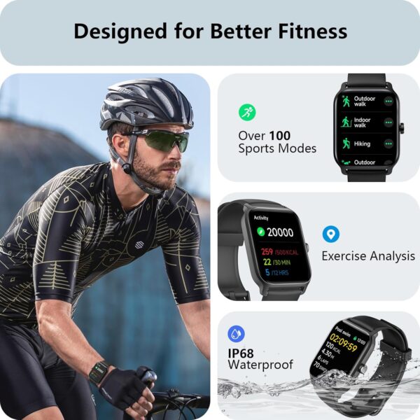 Smart Watch for Men Women, Answer/Make Calls, Alexa Built-in, [1.8"HD Screen] Smart Watches for iPhone/Samsung/Android, Fitness Watch with Heart Rate Sleep SpO2 Monitor,IP68 Waterproof, 100+ Sports - Image 5