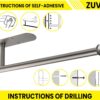 Zuvo Kitchen Roll Holder Under Cabinet – 30 cm Stainless Steel, Self-Adhesive or Screw Mount, Rustproof and Durable Solution for Paper Rolls, Silver - Image 3