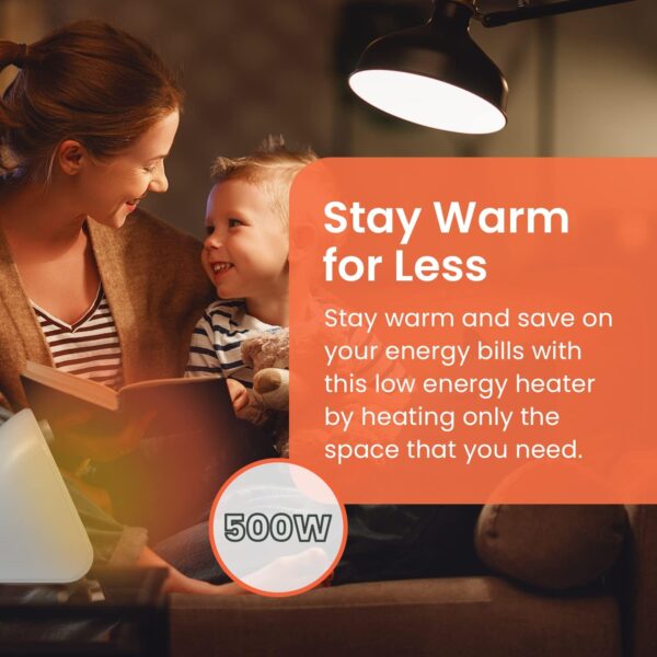 Pro Breeze Mini Heater - 500W Ceramic Fan Heater with Built-in Thermostat, Heat Dial, Overheat & Tip-Over Protection - Personal PTC Electric Fan heater Ideal for Over or Under Desk Heating - Image 8