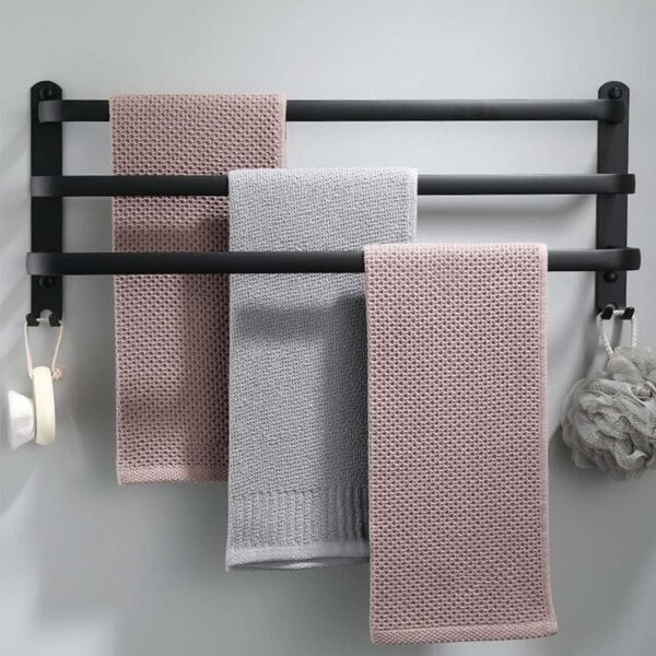 Ruhetfam 60CM Towel Bar Towel Rack Bathroom, Bathroom Accessories Set, 60cm Bathroom Towel Holder, Bathroom Black Towel Bar Hand Towel Holder Bathroom Towel Rack Wall Mount - Image 3