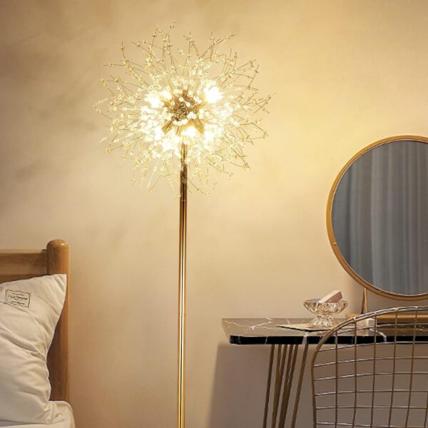 Rayofly Modern Floor Lamp, Golden Fireworks Crystal Floor Lamps for Living Room, 8-Lights Crystals Standing Lamps with Foot Switch, Glass Metal, Elegant Design Tall Lamp for Bedroom, Beside, G9, 175cm - Image 9