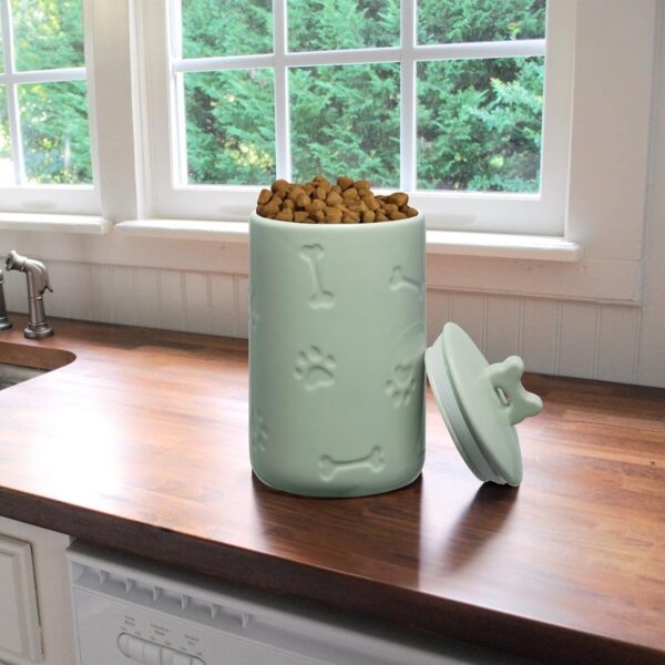 NIXBYO Dog Treat Container Airtight - 9"x5" Green Large Ceramic Dog Treat Jar for Kitchen Counter, Dog Cookie Jar with Lid - Farmhouse Style Dog Food Storage Container for Dogs, Cats, Pets - Image 6