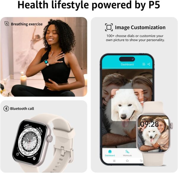 Smart Watch for Men Women Answer/Make Call, 1.85" Smartwatch, Fitness Watch with Heart Rate Blood Pressure Sleep Monitor, 140+Sports, IP68 Waterproof Step Counter Watch Compatible with Android IOS - Image 6