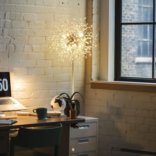 Rayofly Modern Floor Lamp, Golden Fireworks Crystal Floor Lamps for Living Room, 8-Lights Crystals Standing Lamps with Foot Switch, Glass Metal, Elegant Design Tall Lamp for Bedroom, Beside, G9, 175cm - Image 6