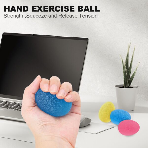 Finger Trainer 9Pcs Set Hand Grip Strengthener, Silicone Fingers Exerciser Hand Squeeze Ball Kit for Grip Strength, Muscle Training, Sports, Rock Climbing, Fitness - Image 8