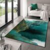 WAHIKASKI Rugs Living Room Large 160 x 230 cm Short Pile Rug, Green Abstract Design, Golden Lines, Washable Rug, for Bedroom Play Area Kids Room, Ruggable. - Image 7