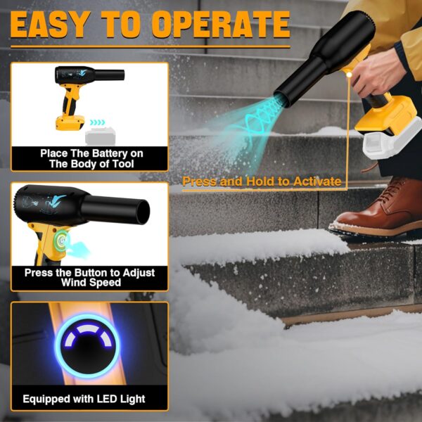 Upgrate Jet Dry Blower for Dewalt 20V 60V Battery,400G Wind Pressure,High Power 500W,Cordless Compressed Air Duster Replace Compressed Air Can,Jet Fan for Car Dry,Keyboard Computer Cleaning,Air Bed - Image 7