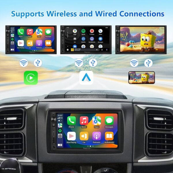 Eonon Double Din 7 Inch QLED Headunit Linux Car Stereo Wireless CarPlay Android Auto Bluetooth USB DSP Support Type-C USB Fast Charge MirrorLink Video In/Out AUX In with Backup Camera X3 - Image 3