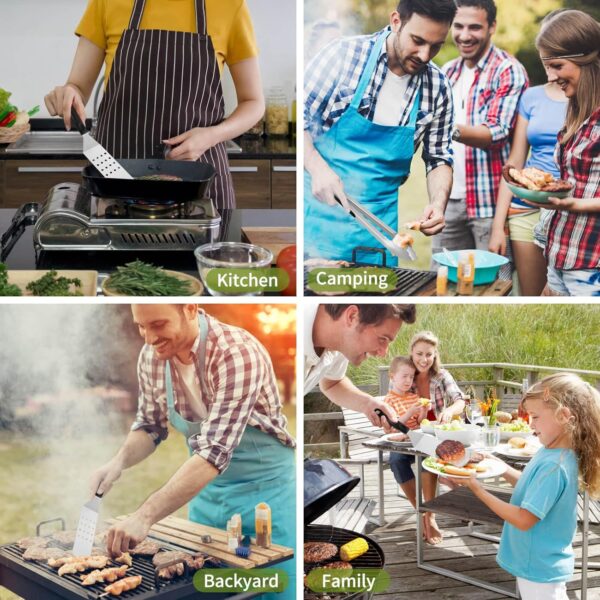 VALOHO Griddle Accessories Kit,9 Pcs Flat Top Grill Accessories Set for Blackstone and Camp Chef,Long Grill Spatulas with Scraper for Outdoor Grill BBQ Camping Cooking - Image 7