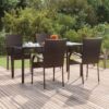 Garden Furniture Set 5 Piece Patio Dining Set Garden Coffee Table & Chairs Set Bistro Dining Table Set with Seatings Grey and Black Outdoor Furniture grey and black Garden Dining Set Option2 - Image 2