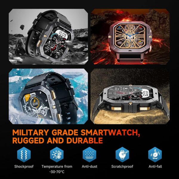 OUKITEL Smart Watch for Men Answer/Make Call, 2.02” HD Screen Fitness Watch with Heart Rate/Sleep Monitor/Blood Oxygen, 5ATM Waterproof, 100+ Sport Modes Smartwatch for IOS Android - Image 9
