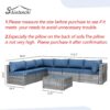 Shintenchi 7 Pieces Outdoor Patio Sectional Sofa Couch, Black Wicker Furniture Conversation Sets with Washable Cushions & Glass Coffee Table for Garden, Poolside, Backyard (Aegean Blue) - Image 9