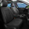 Vankerful Car Seat Covers Front Pair,Universal Fit For Most Cars,SUV,Sedans and Pick-up Trucks,Automotive Faux Leather Vehicle Cushion Covers(Front Pair,Black) - Image 2