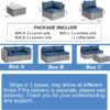 Shintenchi 7 Pieces Outdoor Patio Sectional Sofa Couch, Black Wicker Furniture Conversation Sets with Washable Cushions & Glass Coffee Table for Garden, Poolside, Backyard (Aegean Blue) - Image 4