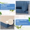 Shintenchi 7 Pieces Outdoor Patio Sectional Sofa Couch, Black Wicker Furniture Conversation Sets with Washable Cushions & Glass Coffee Table for Garden, Poolside, Backyard (Aegean Blue) - Image 7