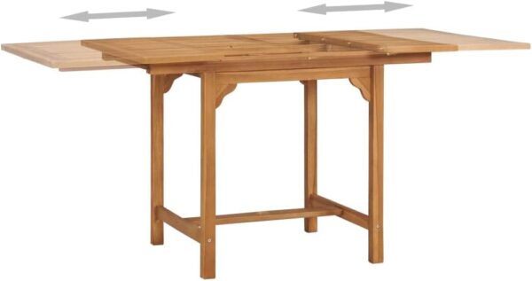 vidaXL Extendable Garden Table in Solid Teak Wood – 110-160x80x75 cm – Durable Weather-Resistant Outdoor Dining Furniture with Umbrella Hole - Image 6