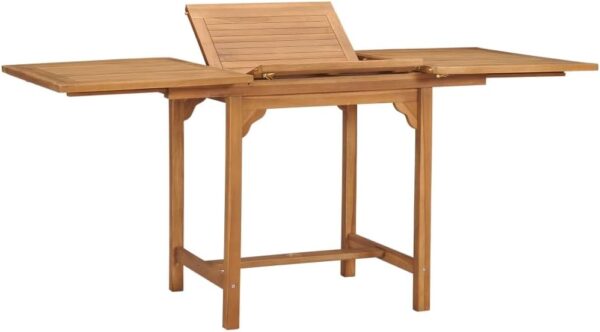 vidaXL Extendable Garden Table in Solid Teak Wood – 110-160x80x75 cm – Durable Weather-Resistant Outdoor Dining Furniture with Umbrella Hole - Image 2