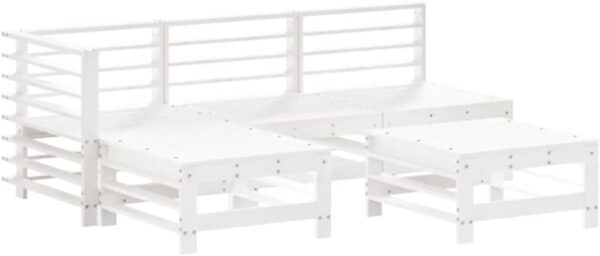 Tidyard 5 Piece Wooden Garden Sofas Set Pallet Furnitures Set Patio Corner Sofa with Backrest Wooden Lounge Sofa Set White Solid Wood Pine Outdoor Furniture Type2 - Image 3