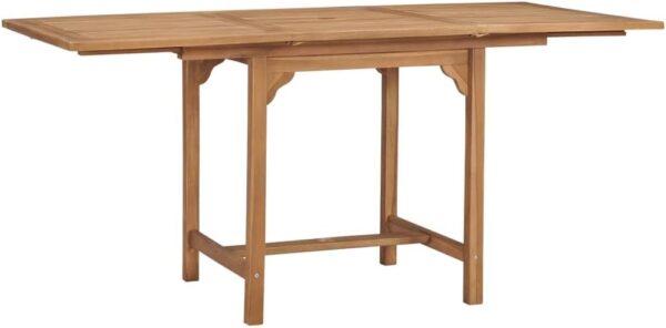 vidaXL Extendable Garden Table in Solid Teak Wood – 110-160x80x75 cm – Durable Weather-Resistant Outdoor Dining Furniture with Umbrella Hole - Image 4