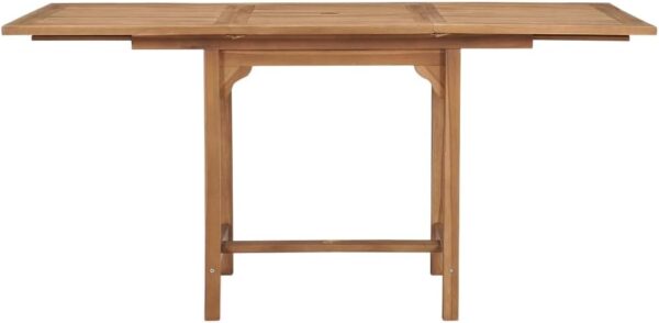 vidaXL Extendable Garden Table in Solid Teak Wood – 110-160x80x75 cm – Durable Weather-Resistant Outdoor Dining Furniture with Umbrella Hole - Image 7