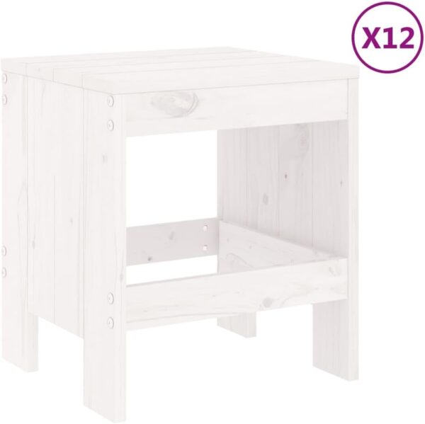 Outdoor Outdoor Furniture Sets,13 Piece Garden Dining Set White Solid Wood Pine - Image 4