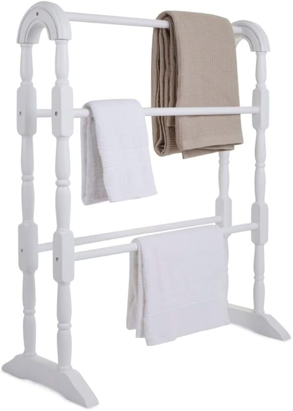 Apollo Towel Rail, Wood, White, 78cm X 63cm X 30cm - Image 5