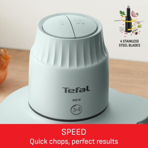 Tefal XXL Electric Chopper, 2L Durable Heat Resistant Glass Bowl, Storage Lid, 4 Stainless Steel Blades, 2 Speeds, Food Processor, Dips, Hummus, Fruit & Vegetable - Image 4
