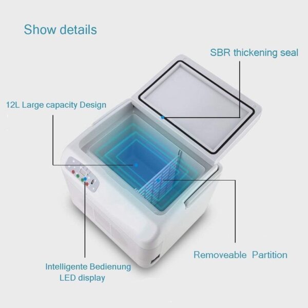 Portable Refrigerator 12L, Mini Fridge Cooler, for Freezer Drug Insulin Vaccine Storage, Refrigeration Medicine Incubator, Car Home Travel Camping Picnic,White - Image 5