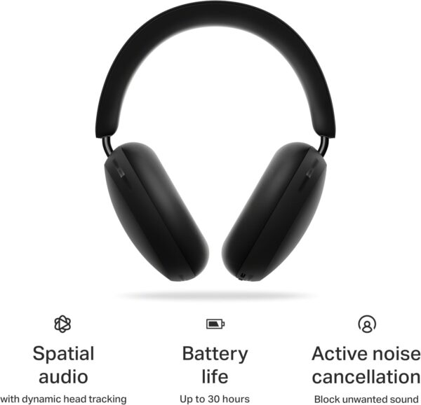 Sonos Ace - Noise Cancelling Wireless Bluetooth Headphones - Up to 30 hours battery life - Spatial Audio - Dynamic Head Tracking - Black - Image 3