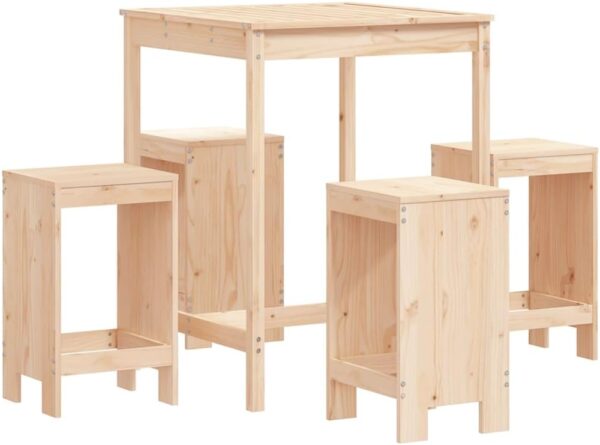 5 Piece Solid Wood Pine Garden Bar Set Outdoor Patio Furniture Choice - Image 3