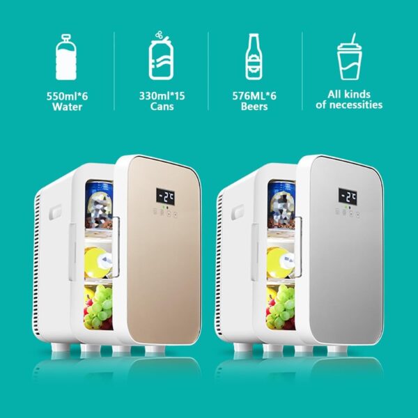 15L Mini Portable Drink Fridge, Compact Drug And Cosmetic Insulin Cosmetics Refrigerator, Car Hot And Cold 15 * 330Ml Can Drink Freezer, Dormitory Office Desktop Cooler,Silver - Image 5