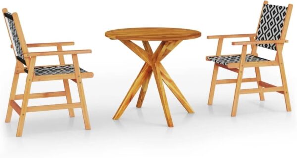 Outdoor Outdoor Furniture Sets,3 Piece Garden Dining Set Solid Wood Acacia - Image 3
